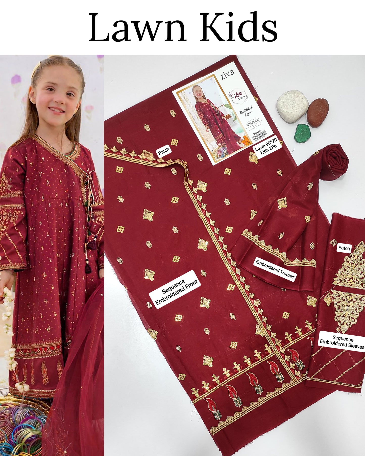 Kids Luxury Lawn 2Pc
