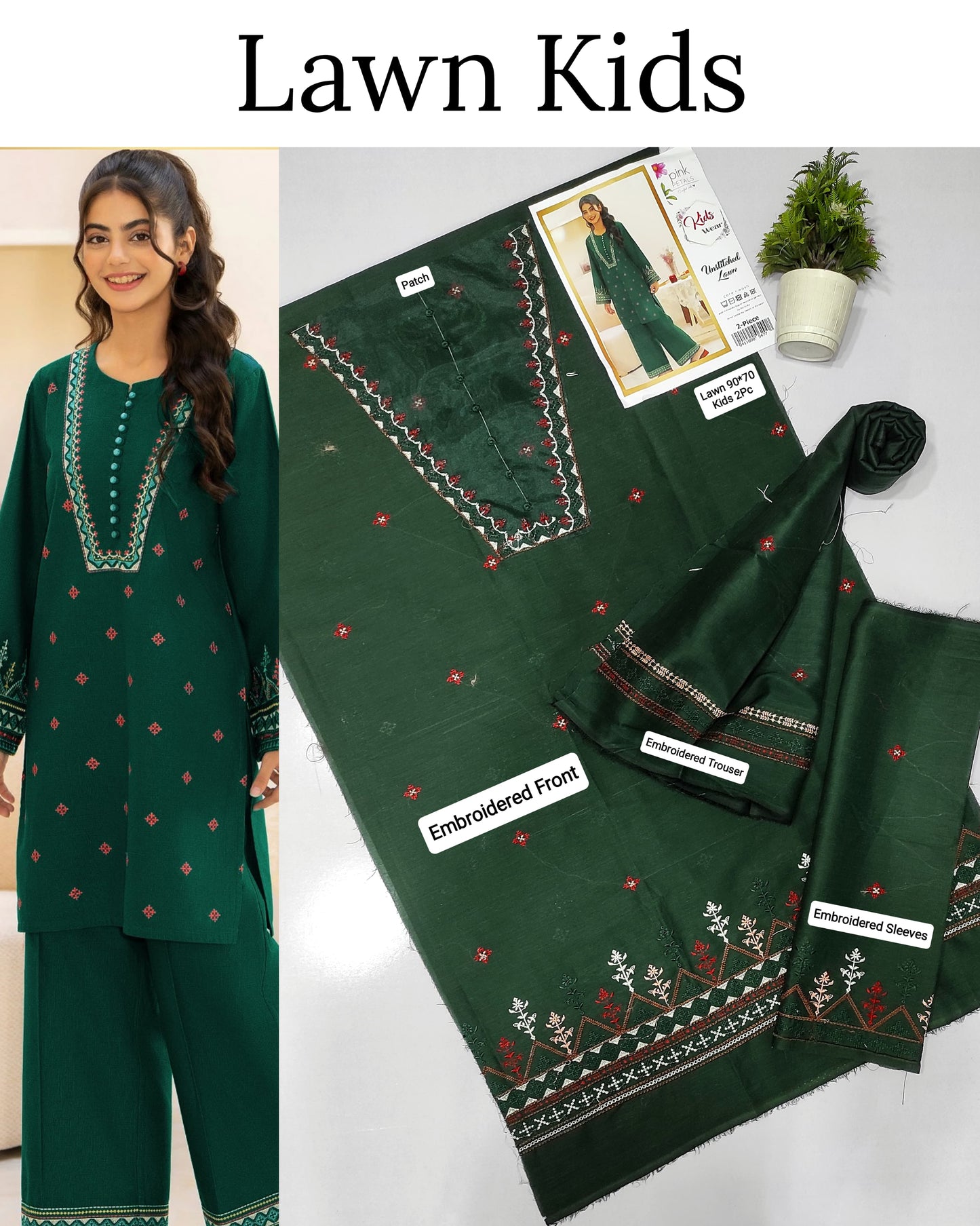 Kids Luxury Lawn 2Pc