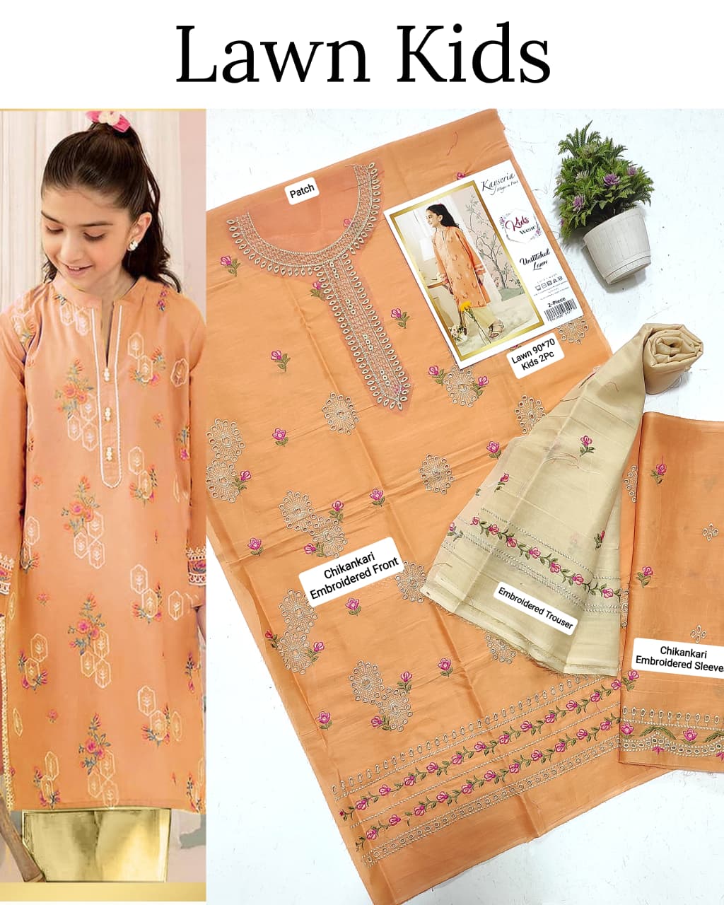 Kids Luxury Lawn 2pc