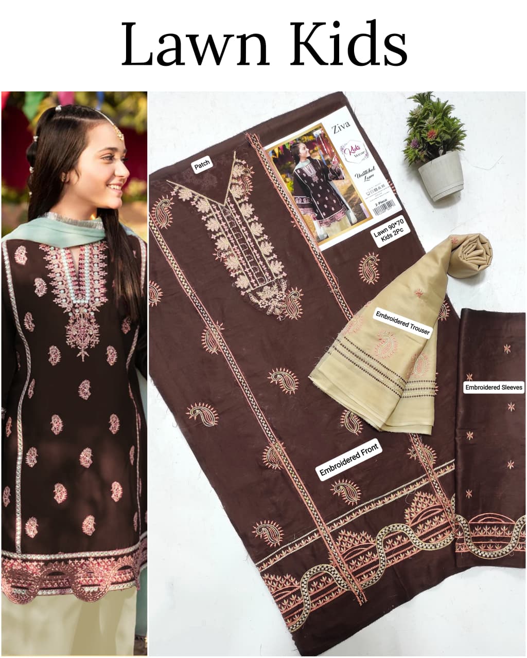 Kids Luxury Lawn 2pc